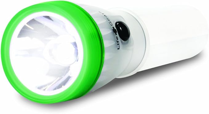 Life Gear LED Flashlight with Glow Handle, Emergency Flasher and Storage Compartment, GREEN