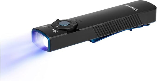 OLIGHT Arkfeld UV Rechargeable EDC Flashlight 1000 Lumens with 365nm UV Light, Flat Flashlight for Outdoors, Emergency, Working, Pet Urine Detection (Cool White Light: 5700~6700K)