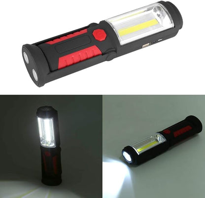Xinwoer COB LED Flashlight COB Work Light, Rotating Base and Hanging Hook COB Emergency Light, Hiking Household Tool for Camping Emergency Light(red)
