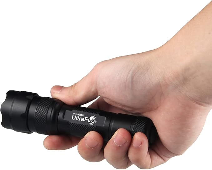 ULTRAFIRE Single Mode Mini Flashlight,1200 High Lumen Zoomable LED Tactical Flashlight with UFB18 and Charger for Outdoor Camping and Hiking Bright Small Handheld Flashlight 502z