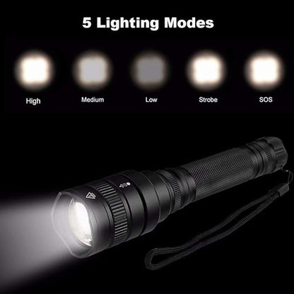 LUXNOVAQ LED Flashlight Powerful Super Bright Flashlight, High Lumen Zoomable Tactical Flashlights Waterproof Hand Torch Light with 5 Modes for Camping