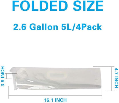 2.6 Gallon Collapsible Water Container Bag, BPA Free Food Grade Clear Plastic Storage Jug for Sport Camping Riding Mountaineer,Freezable,Food Grade (2.6 Gal, 4-pack)