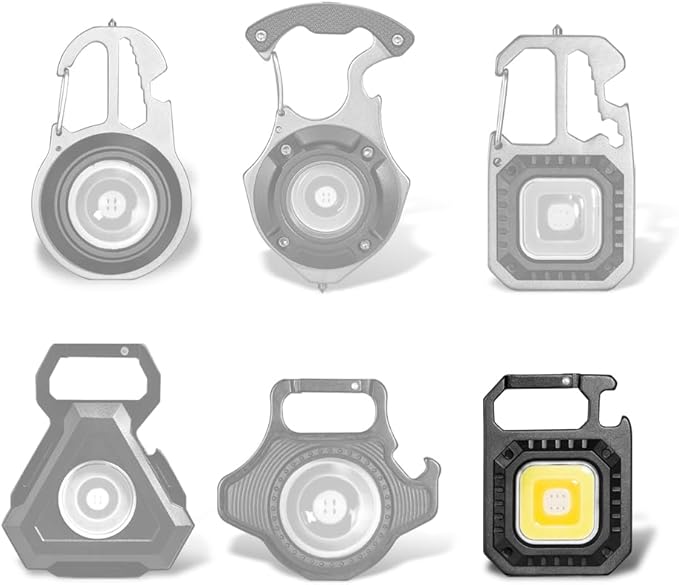 Keychain Flashlight for Camping - Mini Size - Rechargeable Keychain Light Pocket Mate for Keyring, 5 Modes, Multiple Functions (Black-2)