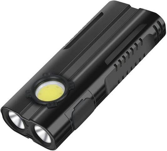 Flashlight Rechargeable High Bright 1000 Lumen with COB Work Light Magnetic Base and Pocket Clip IPX4 Waterproof for Car Repairing Camping Hiking Emergency