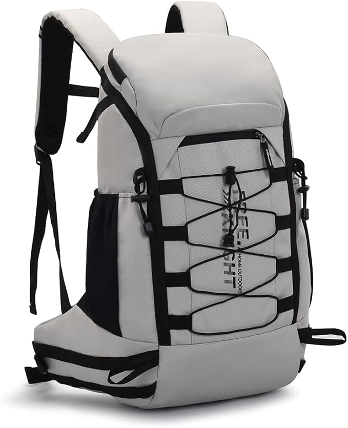 Bseash 40L Waterproof Hiking Camping Backpack with Rain Cover, Outdoor Sport Travel Daypack Rucksack for Skiing Cycling (Gray)