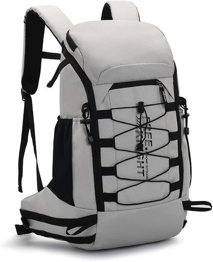 Bseash 40L Waterproof Hiking Camping Backpack with Rain Cover, Outdoor Sport Travel Daypack Rucksack for Skiing Cycling (Gray)