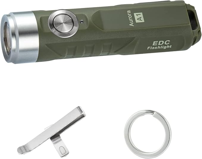 RovyVon Aurora A1 G4 Keychain Flashlight, Max 650 Lumen Super Bright with EDC Mini Size, 5 Mode Easy Use, USB-C Rechargeable, Waterproof, Perfect for Camping Emergency Outdoor(ArmyGreen)
