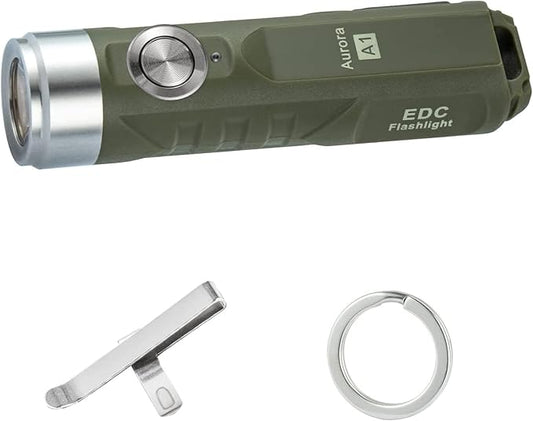 RovyVon Aurora A1 G4 Keychain Flashlight, Max 650 Lumen Super Bright with EDC Mini Size, 5 Mode Easy Use, USB-C Rechargeable, Waterproof, Perfect for Camping Emergency Outdoor(ArmyGreen)