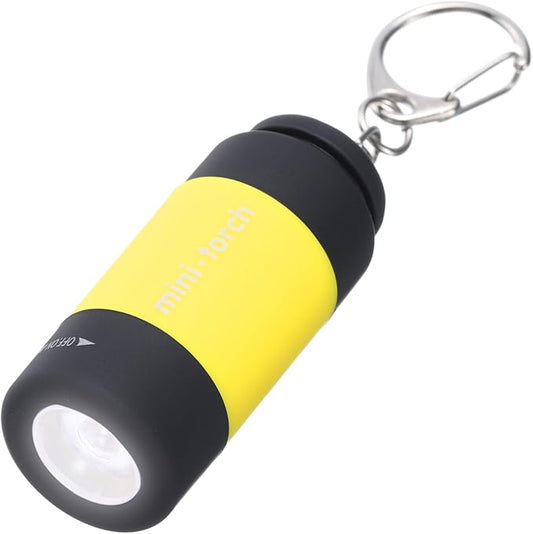PATIKIL Mini Keychain Flashlight, Pocket LED Flashlight Portable Torch USB Rechargeable for Outdoor Camping Party, Yellow