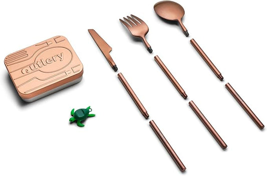 Outlery | Portable & Reusable Stainless Steel Travel Cutlery Set (Rose Gold) - Includes Travel Case for Easy Transport