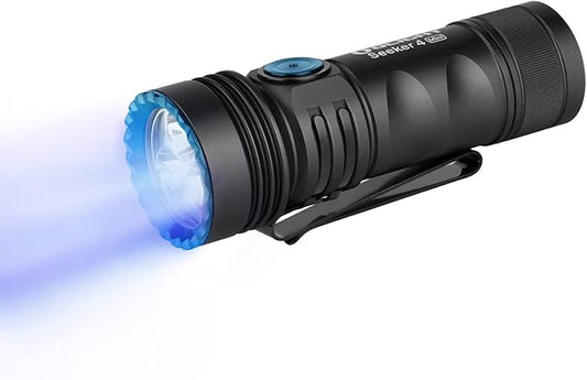 OLIGHT Seeker 4 Mini Rechargeable EDC Flashlight with 365nm UV Combo 1200 Lumens White Light, Portable Black Light for Outdoors, Cleanliness Detection and Emergency(Cool White Light: 5700~6700K)