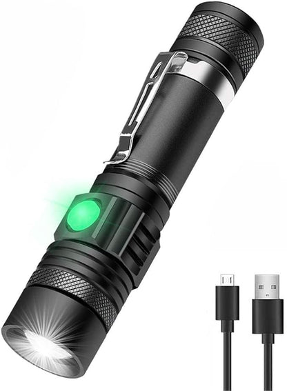 Hoxida LED Tactical Flashlight, Super Bright LED Flashlight Rechargeable 2000 High Lumen, Pocket-Sized LED Torch with Clip, IPX6 Waterproof, Zoomable, 4modes for Camping,Emergency