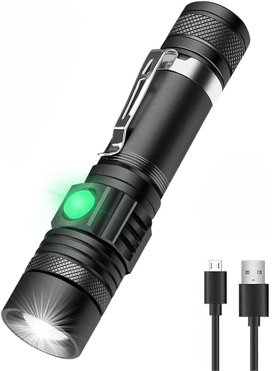 Hoxida LED Tactical Flashlight, Super Bright LED Flashlight Rechargeable 2000 High Lumen, Pocket-Sized LED Torch with Clip, IPX6 Waterproof, Zoomable, 4modes for Camping,Emergency