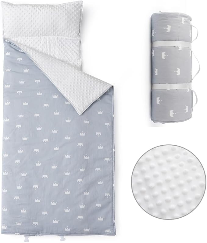 Bunnikins & Clover Toddler Nap Mat with Removable Pillow, Nap Mats for Preschool, Easy Clean Toddler Nap Pad for Kindergarten, Kids Sleeping Bag for Travel Camping