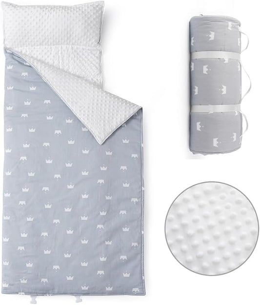 Bunnikins & Clover Toddler Nap Mat with Removable Pillow, Nap Mats for Preschool, Easy Clean Toddler Nap Pad for Kindergarten, Kids Sleeping Bag for Travel Camping