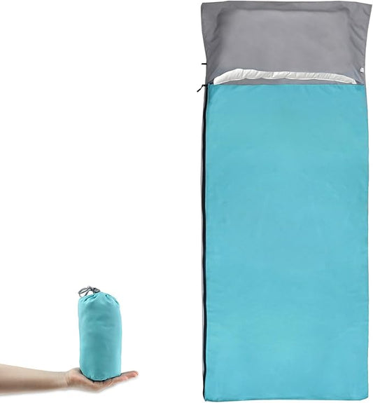 NewDoar Sleeping Bag Liner 215 * 85cm Portable Lightweight Travel Sheet with Pillow Slot Ultralight Soft Camping Sleeping Bag Liner Pongee Fabric for Camping Hiking Backpacking Hotels Hostels