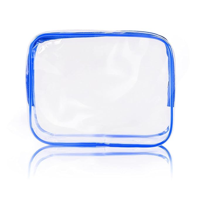 4Pcs Crystal Clear PVC Travel Toiletry Bag Kit for Women Men, Waterproof Vinyl Packing Organizer Storage Bags with Zipper Handle Straps, Cosmetic Pouch Carry on Airport Airline Compliant Bag Handbag