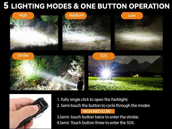 Mini Flashlight 2550 Lumens Rechargeable USB C Charging, Small Flashlights High Lumens 5 Modes, Pocket Flashlight with Clip, Magnetic Flashlight for EDC,Camping, Hiking,Emergency