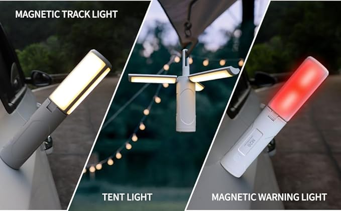 LED Multi-Function Camping Light，4-in1 Camping Flashlight，Rechargeable Camping Lantern with 750LM 6 Light Modes Water-Resistant,Waterproof Tent Lights