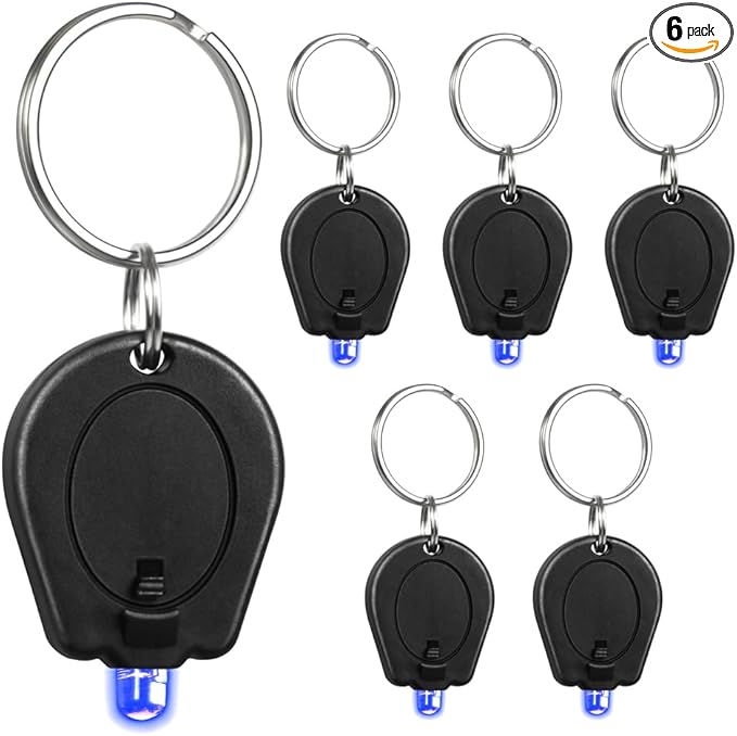 6 Pack Ultra Bright Blue Light Keychain Flashlight, Mini Blue LED Keychain Flashlight, Blue Keychain Flashlight for Night Observation