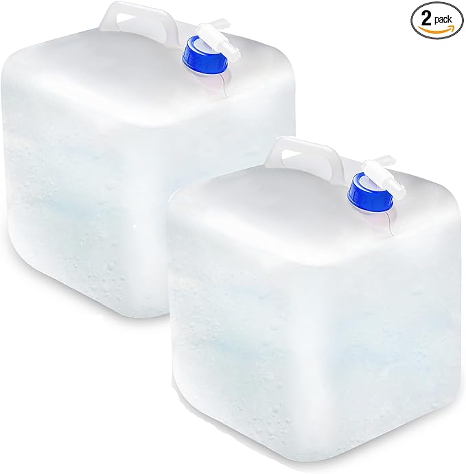 2 Pcs Water Bag Water Container 3.96 Gallon, BPA Free Foldable Water Storage Cube for Hiking, Camping, Driking, Outdoors,indoors,Emergency