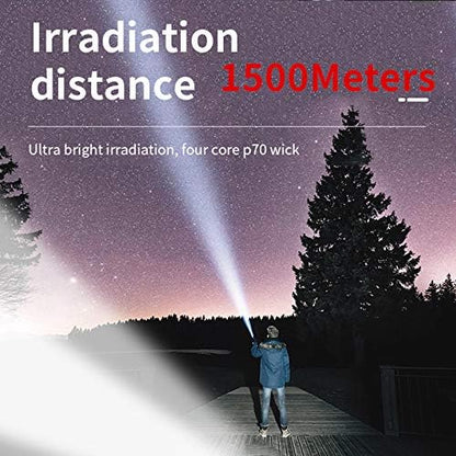 Super Bright Rechargeable Spotlight, Handheld Tactical Flashlight 4 Modes High Power Portable Waterproof LED Searchlight USB Output P50 Camping Torch for Outdoor (P50-Medium Size)