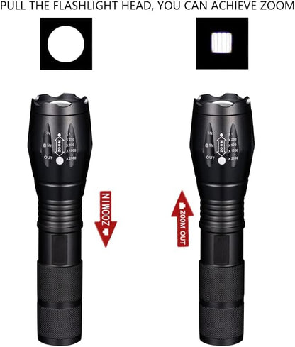 2pack LED high lumes flashlights, 5-Mode Tactical Light high-Brightness Portable Waterproof Zoom Flashlight for Camping, Outdoor, Hiking, Gift Giving, Emergencies and Daily use