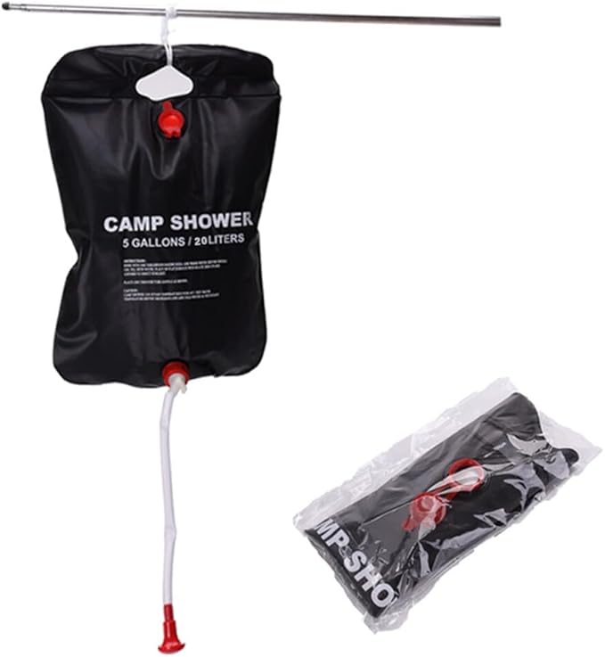 Kangkai Shower Bag for Camp, 5 Gallons/20L,Removable Hose and On-Off Switchable Shower Head for Camping Beach Swimming Outdoor Traveling