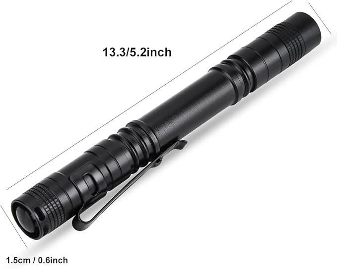 Watris Veiyi LED Mini Small Flashlight, 500 Lumens Pocket Pen Flashlight, Portable Pen Light with Clip for Fishing, Hiking, Inspection, Repair, Engineer(5.2 x 0.6 inch)