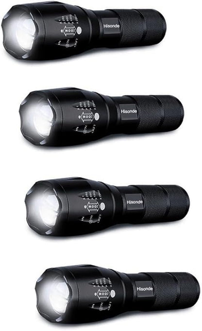 Military Grade 5 Mode High Lumens Tactical Led Waterproof Flashlight (4-Pack)