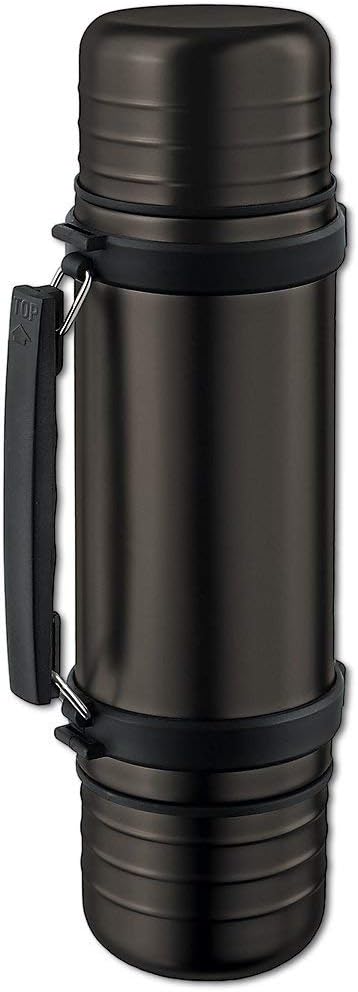 LiteXpress 1 Liter Titanium Grey Stainless Steel Removable Insulating Plastic Drinking Mug with Vacuum Flask and Quick System for One Hand Use