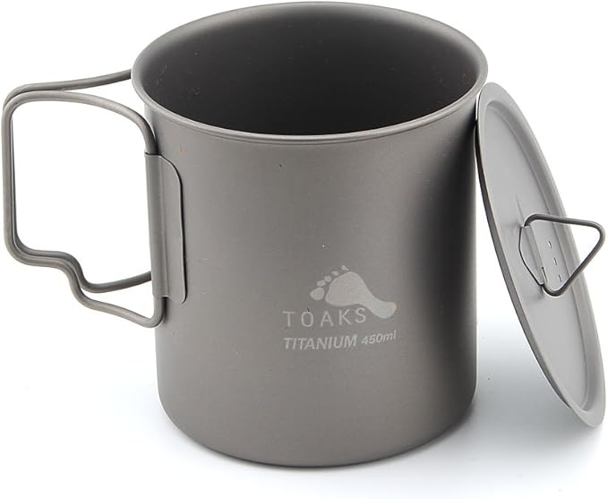 TOAKS Titanium Camping Cup 450ml (CUP-450 with Lid)