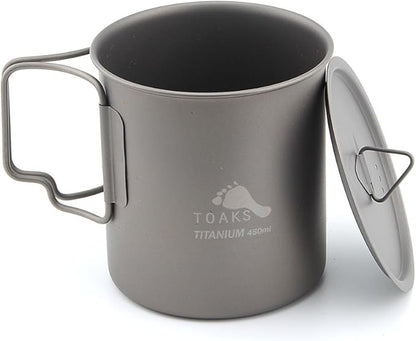 TOAKS Titanium Camping Cup 450ml (CUP-450 with Lid)
