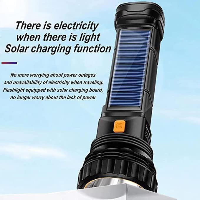 4pcs Solar/Rechargeable Multi Function 1000 Lumens LED Flashlight, with Emergency Strobe Light and 1200 Mah Battery, Emergency Power Supply and USB Charging Cable, Fast Charging