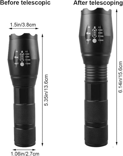 LED Adjustable Focus Flashlight, High Lumens Flash Light, Battery Powered, Portable, Waterproof, Multifunctional, Flashlight for Emergencies, Camping, Travel, Hiking, Car, Home