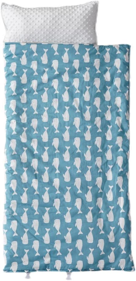Bunnikins & Clover Toddler Nap Mat with Removable Pillow, Nap Mats for Preschool, Easy Clean Toddler Nap Pad for Kindergarten, Kids Sleeping Bag for Travel Camping