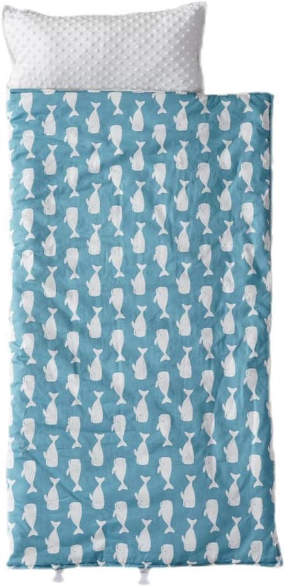 Bunnikins & Clover Toddler Nap Mat with Removable Pillow, Nap Mats for Preschool, Easy Clean Toddler Nap Pad for Kindergarten, Kids Sleeping Bag for Travel Camping