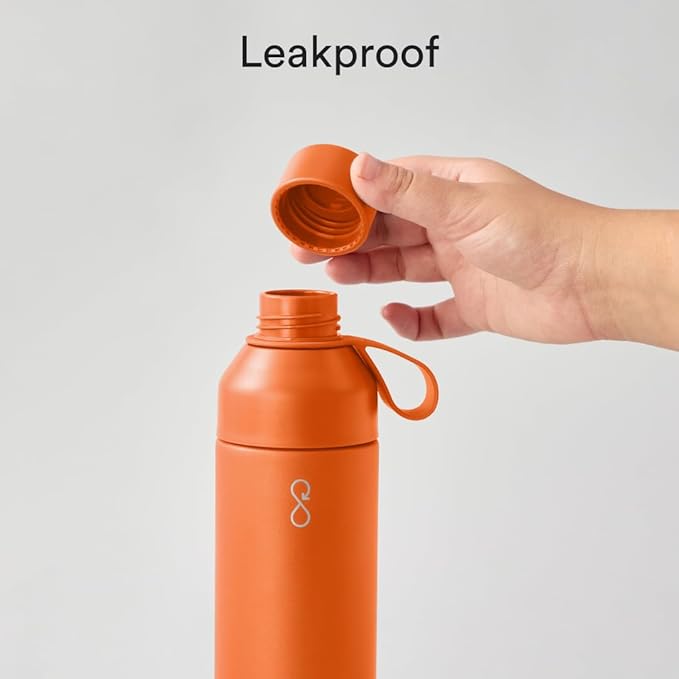 Ocean Bottle - Recycled Stainless Steel Drinks Reusable Water Bottle - Eco-Friendly & Reusable - Sun Orange - 17 oz