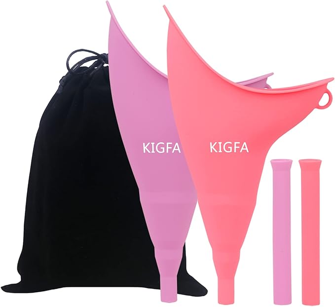 Female Urination Device,Reusable Portable Female Urinal Silicone Women to Pee Standing Up,Female Urinal Set Fits Outdoor Travel,Camping&Hiking,2 Sets
