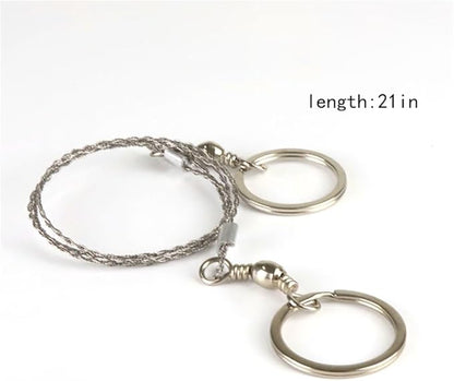 1 Pack Wire Saw I Stainless Steel Pocket Chainsaw Backpacking Gear I 21 Inch Light Weight Cable Cutting String I Emergency Camping Chainsaw Rope Kit for Cutting Trees & Wood, Silver