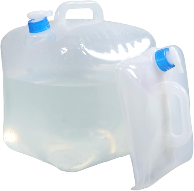 2 Pack 5.3 Gallon Collapsible Water Container with Spigot, Foldable Camping Water Storage Jug for Outdoor Hiking Backpacking Emergency, Portable