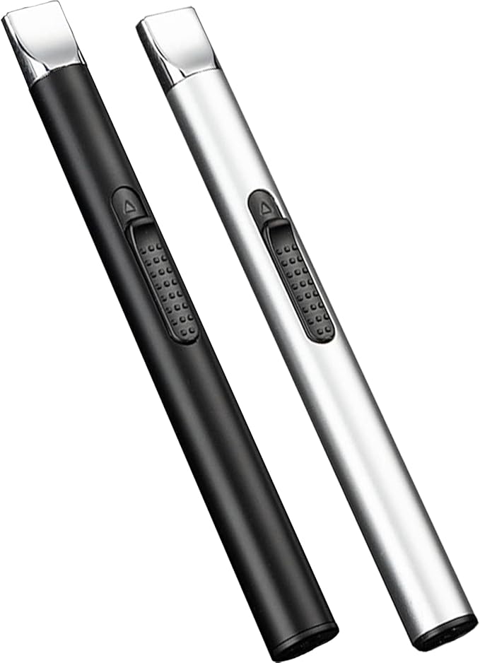 2 Pack Electric Lighter, Candle Lighter, Windproof USB Rechargeable Electronic Plasma Arc Lighter, Longer Lighter for Candle, Camping, BBQ, Grill, Fireplace (Silver&Black)