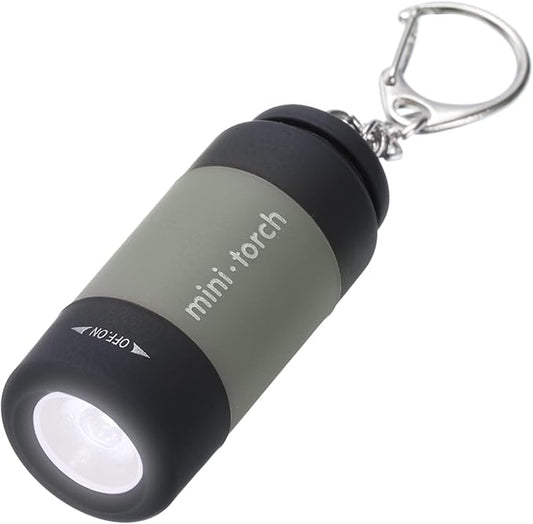 PATIKIL Mini Keychain Flashlight, Pocket LED Flashlight Portable Torch USB Rechargeable for Outdoor Camping Party, Grey