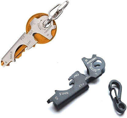 2 pc of 8 in 1 Stainless Steel Multi-function Tool Keychain Outdoor Survival Gear