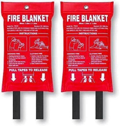 Jemay Fire Blanket,Fiberglass Fire Suppression Blanket for Kitchen,Fire Blankets Emergency for People,Emergency Blanket with Heat Insulation,Emergency Survival Safety Cover for Camping,School,2-Pack