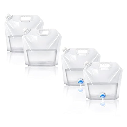 4 Pack Collapsible Water Jug Container, Portable Water Bags with Spout, Folding Plastic Water Carrier Tank, No Leak Emergency Camping Water Storage for Travel Hiking (1.3 Gal)