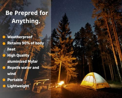 Emergency Mylar Thermal Blankets (10 Pack) Survival Kit Camping Space Blanket - Perfect for Hiking, Outdoors, Marathon Runs or First Aid Set- Bug Out Bag Essential - Keep Heat Insulated