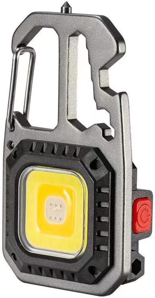 Cob Mini Flashlight Keychain Light, 500 Lumens Bright Rechargeable, Small Multi-Function Work Light, 7 Modes Portable Pocket Light Battery Display Bottle Opener for Camping Emergency Lighting