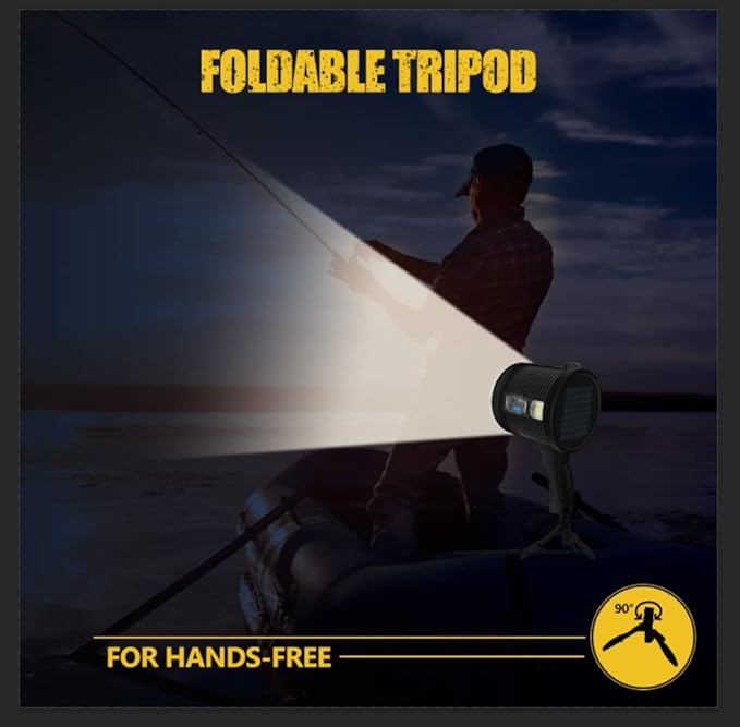 1000000 Lumens Spotlight, 6 Modes Super Bright Rechargeable Spotlight Flashlight, IPX6 Waterproof Outdoor Handheld Spot Lights for Marine Hunting Boating, XXX-Large with Tripod