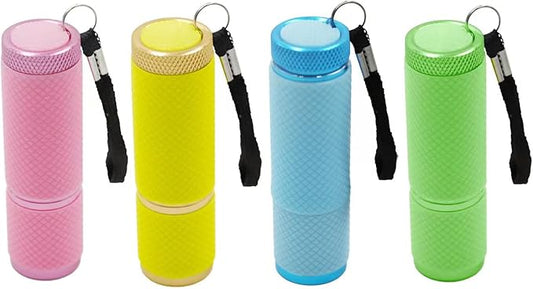 9 LED Glow in Dark Flashlights, 4 Pack Rubber Coated Handheld Flashlights with Straps, Aluminum Portable Lights for Camping, Hiking, Emergency